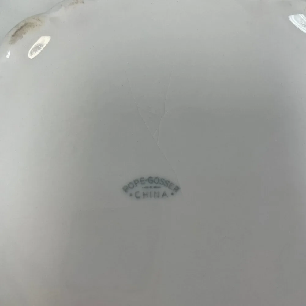 Vintage 1929 Pope-Gosser Sepia Gold Fine Bone China Double Handle Serving Bowl